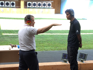 Cpl Sudin Gurung being coached by Ralf Schumann in Suhl, Germany